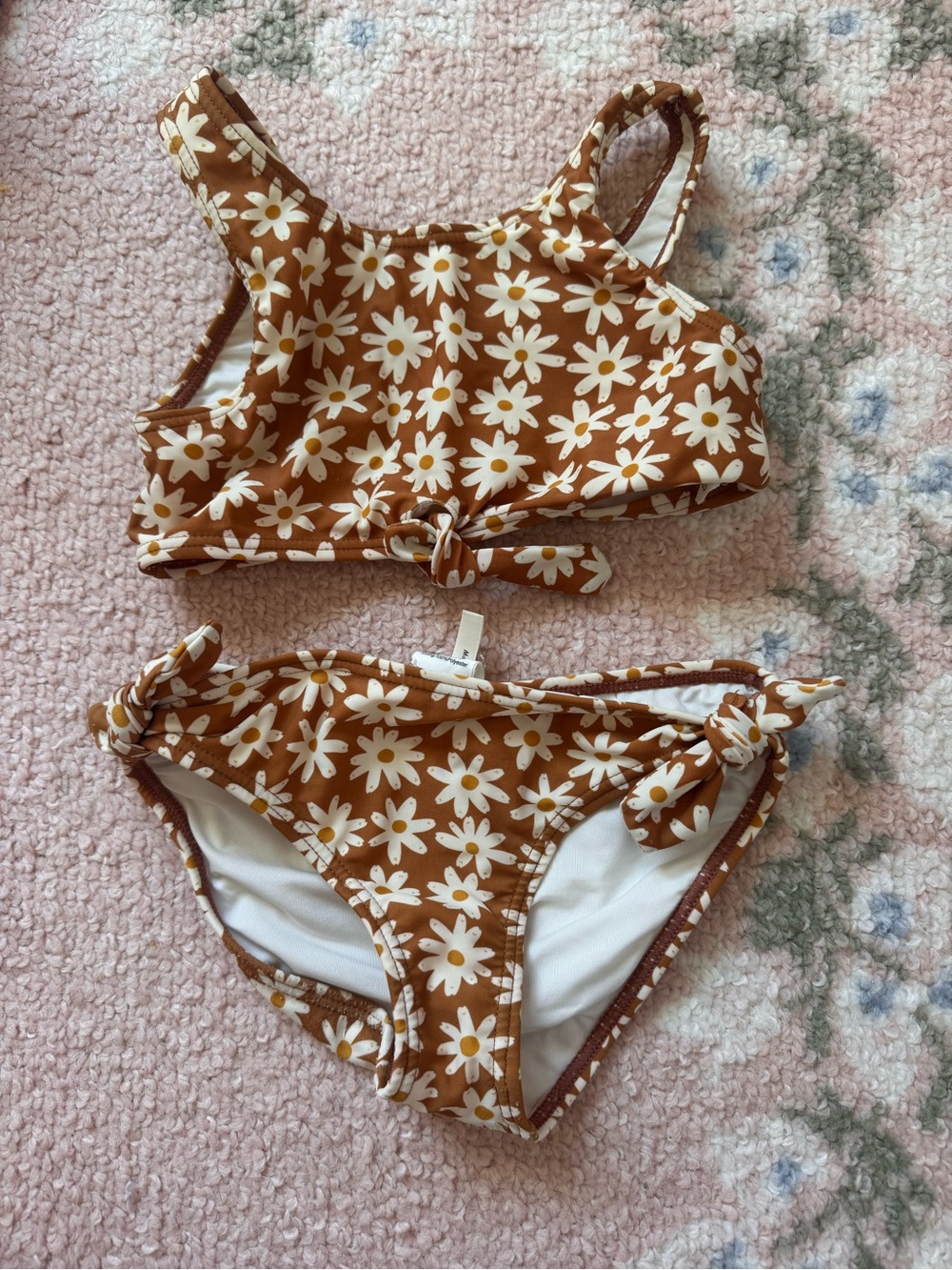 Rylee + Cru Brown Daisy Two-Piece Swim Set